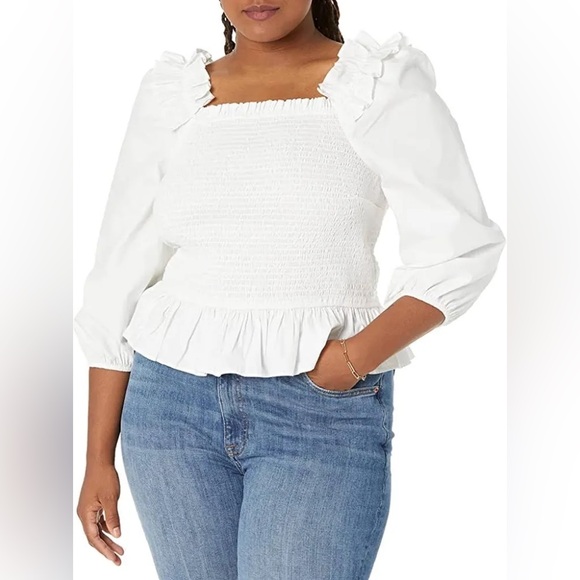 The Drop Women's Marisol Long-Sleeve Ruffle Smocked Top - Picture 2 of 3